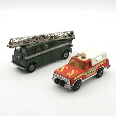 Dinky Supertoys no 969Tv Extending Mask Vehicle and 1979 Lesney Matchbox Super Kings Plymouth Trail Buster