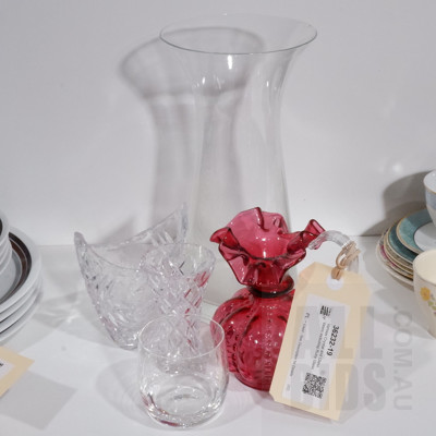 Various Crystal and Glass Vases including Ruby Glass