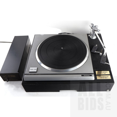 Technics SP-10 MK2 Direct Drive Broadcast Turntable Fitted in Polished Black Base and Micro MA-88 Tonearm