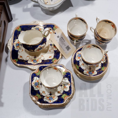 Vintage Grafton & Sons Gilded Cobalt Porcelain Part Tea Set - 20 pieces