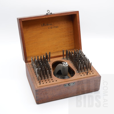 Vintage Jewellers/Watchmakers Punch Tool in Original Fitted Box with a Large Selection of Punch Dies