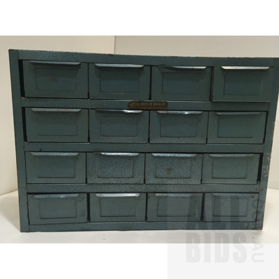 Vintage Rota Small Blue Hammertone Metal Chest Of Drawers