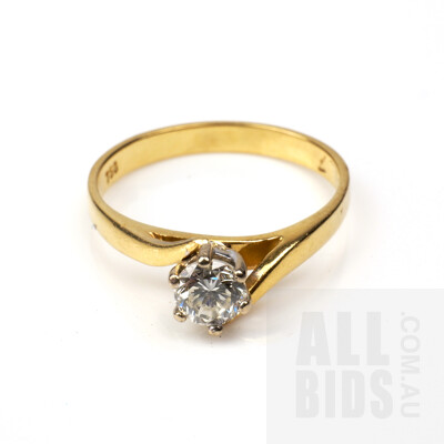 18ct Yellow and White Gold Diamond Ring, 0.50ct (H/I VS1), 3.1g