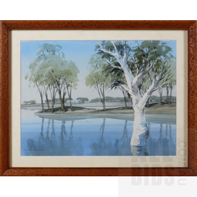 Paul Warner, The Murray in Flood, Watercolour, Watercolour, 26 x 35 cm