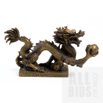 Vintage Chinese Brass Dragon Statuette