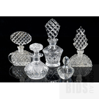 Five Vintage Crystal and Glass Perfume Bottles (5)