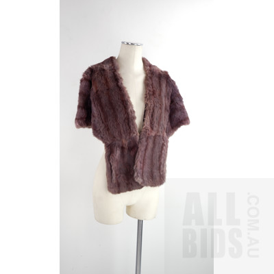 Vintage Mauve Dyed Fur Wrap with Satin Lining