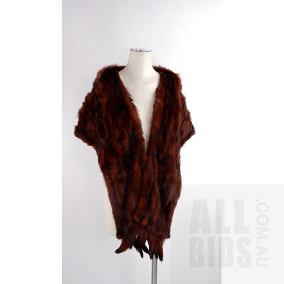 Vintage Mink Long Wrap with Tassles and Pockets