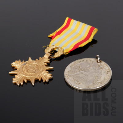 Vietnamese Medal and 1908 Indo China Coin (2)