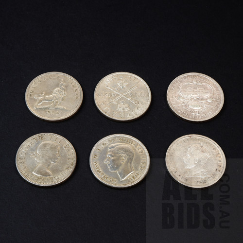 Six Commemorative Florins,1927 (2), 1951 (2) and 1954 (2)