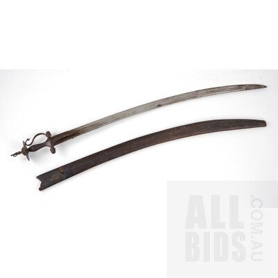 Vintage Northern Indian Sirohi Tulwar Sword with Scabbard