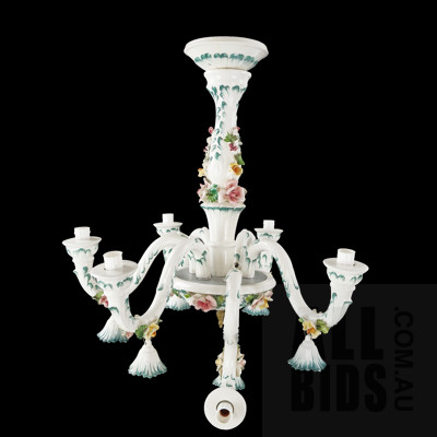 Vintage Capodimonte Style Floral Porcelain Pendant Light Fitting