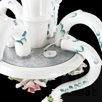 Vintage Capodimonte Style Floral Porcelain Pendant Light Fitting