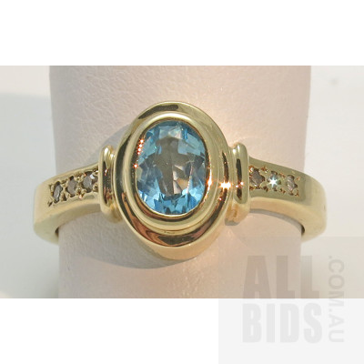 9ct Gold Topaz & Diamond Ring
