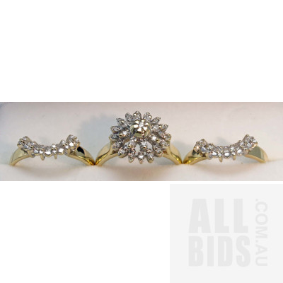9ct Gold Diamond Ring Suite of 3 Rings