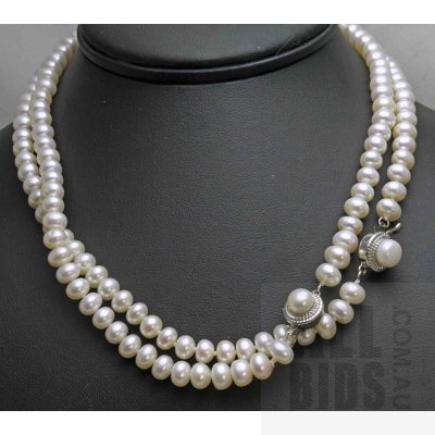 Pair of white Cultured Pearl Necklaces