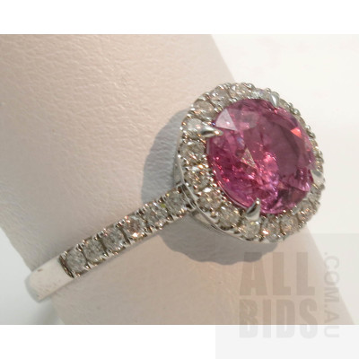 14ct White Gold Pink Sapphire & Diamond Ring
