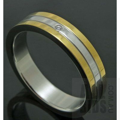 Stainless Steel Ring with 18ct Gold-plated top edges