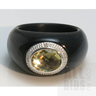 Black Jade & Citrine Ring