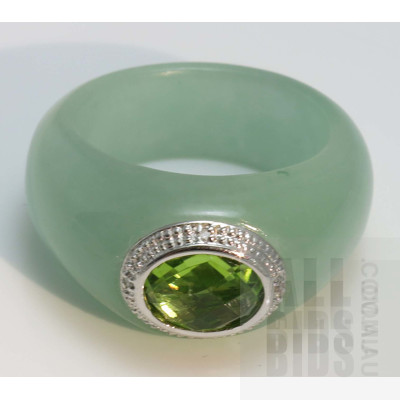 Green Jade & Peridot Ring