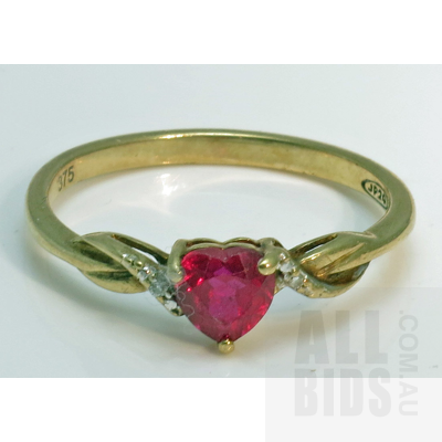 9ct Gold Lab Created Ruby Diamond Ring