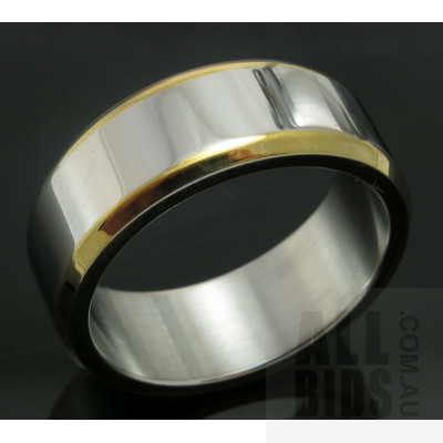 Stainless Steel Ring with 18ct Gold-plated edges