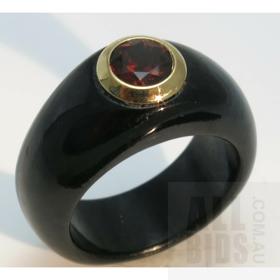 Black Jade & Garnet Ring