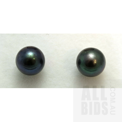 14ct Gold Black Cultured Pearl Earrings