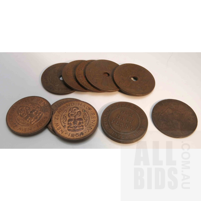 Collection of AUST, NZ, UK & PNG Pennies & 1/2 Pennies