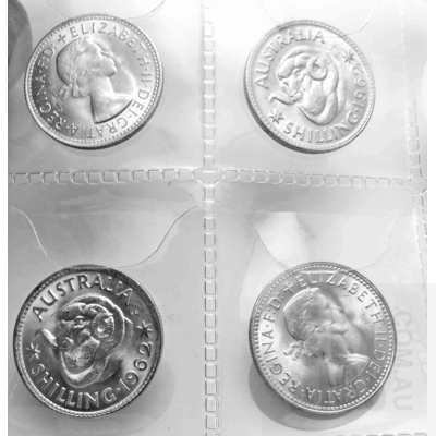 AUSTRALIA: Silver Shillings 1962 (x4)