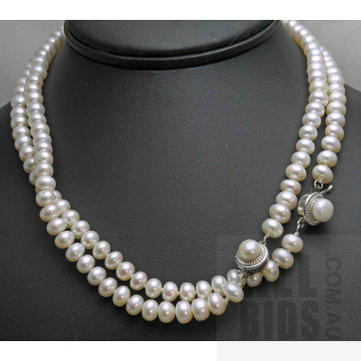 Pair of white Cultured Pearl Necklaces