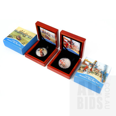 Two Australia's First Fleet Silver Proof Coins, 1787 Departure and 1788 Life at Sea
