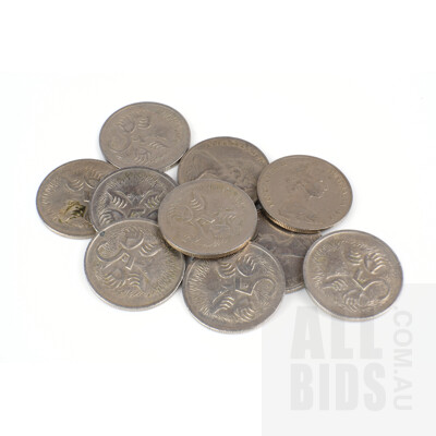 Ten 1972 Australian 5c Coins
