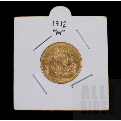 1912 Gold Sovereign, M Mintmark