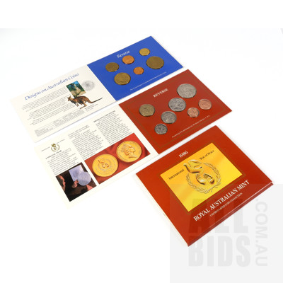 1984 and 1986 Royal Australian Mint Uncirculated Coin Sets, 1984 in Yellow Plastic