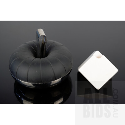 Eva Solo Pumpkin Form Ice Cube Set with Tongs and Retro White Ceramic Candle Holder