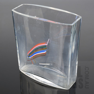 Signed Boda Bertil Vallien Glass Rainbow Vase
