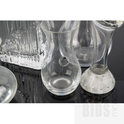 Seven Mid Century Glass Vases Including Two Jack in the Pulpit Examples, Two German Royal Bavarian Examples with Labels and Three Other Examples
