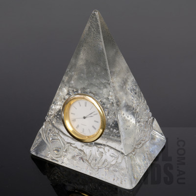 Art Glass Pyramid Form Clock