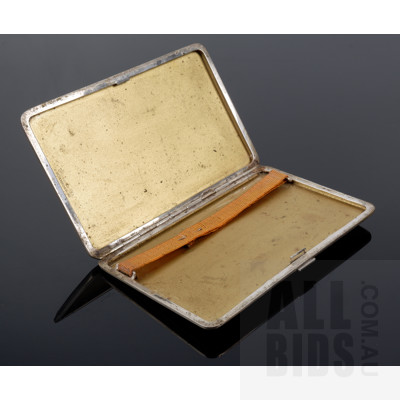 Mid 20th Century Engine Turned Sterling Silver Cigarette Case, 199g
