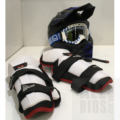 Oneal Medium 7 Series Motorcycle Helmet With EVS Knee Pads