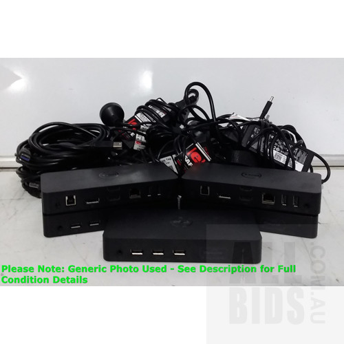 Dell (D3100) 4K Docking Stations with Power Supply and USB-B 3.0 Cable- Lot of Five