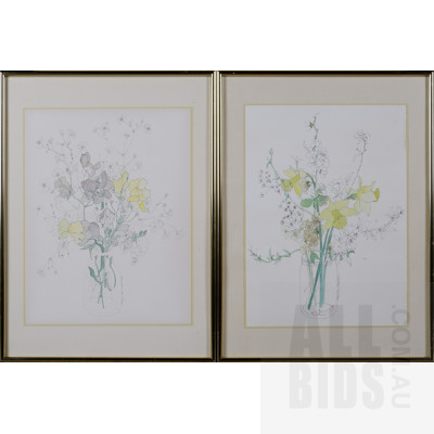 Two Framed Mary Lou Goertzen Floral Art Prints (2)