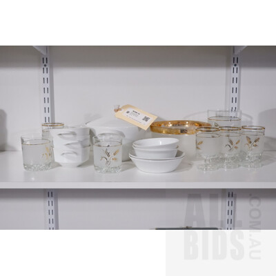 Eight Arzberg and Rosenthal Studio Line Bowls, Textured Glass Bowl and Eleven Pieces of Etched Glassware