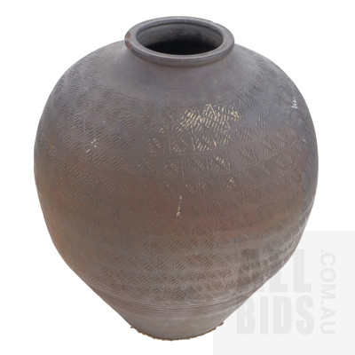 Large Earthenware Pot with Incised Decoration