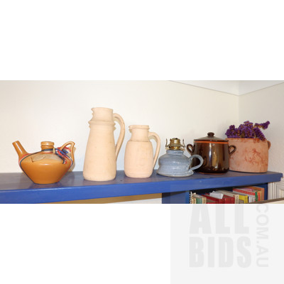 Collection Stoneware Vessels, Oil Lanterns, French Ceramic Bread Crock and More