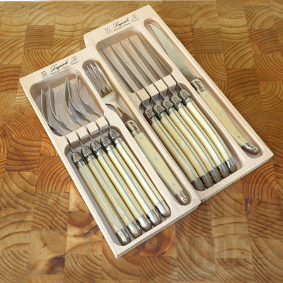 French Laguiole Flatware Setting for Six in Cases