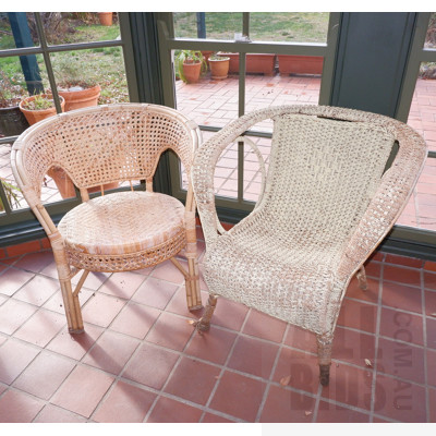 Two Cane Outdoor Armchairs