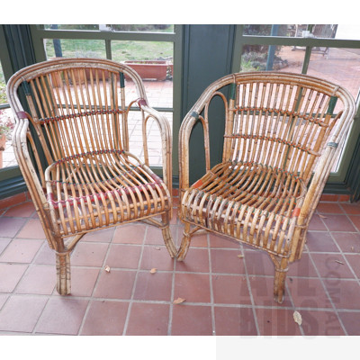 Pair of Cane Outdoor Armchairs