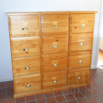 Three Contemporary Pine Filing Cabinets